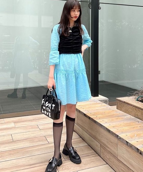 EPICKS(エピックス)の「エスニックカラーレースワンピース(ワンピース・レディース・ホワイト/パープル/サックスブルー/イエロー・S/M)」の14枚目の写真