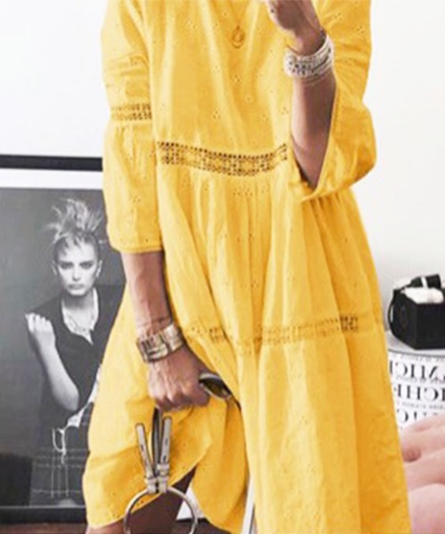 EPICKS(エピックス)の「エスニックカラーレースワンピース(ワンピース・レディース・ホワイト/パープル/サックスブルー/イエロー・S/M)」の15枚目の写真