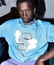 SUPPLIER | A'GEM/9 × .kom『SUPPLIER/サプライヤー』SMOKE TEE/スモークラインストーンデザイン 半袖Tシャツ(Tシャツ/カットソー)