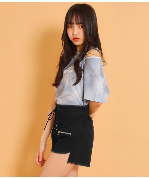 ANAP GiRL(アナップガール)の「スピンドルデザインショートパンツ(デニムパンツ・キッズ・ブルー/ブラック・XS/M/S)」の17枚目の写真