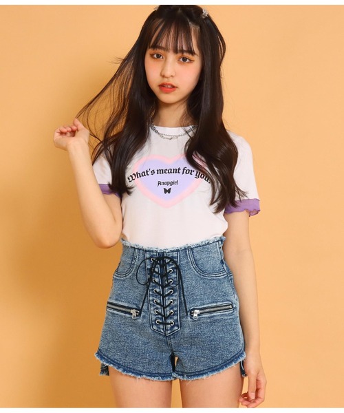 ANAP GiRL(アナップガール)の「スピンドルデザインショートパンツ(デニムパンツ・キッズ・ブルー/ブラック・XS/M/S)」の14枚目の写真