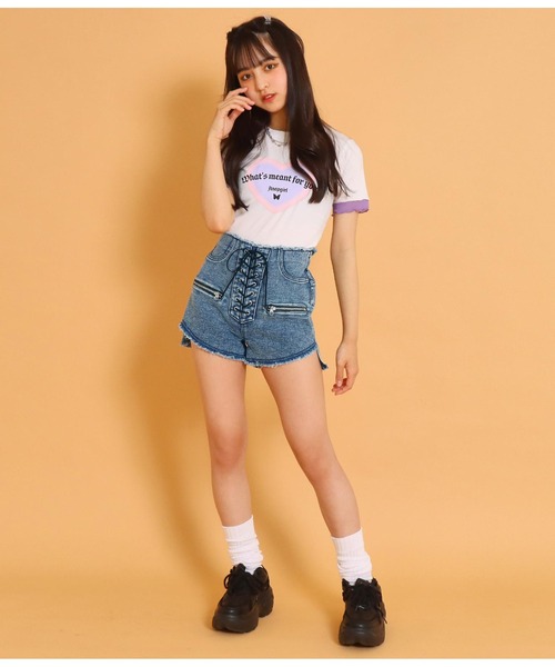 ANAP GiRL(アナップガール)の「スピンドルデザインショートパンツ(デニムパンツ・キッズ・ブルー/ブラック・XS/M/S)」の13枚目の写真