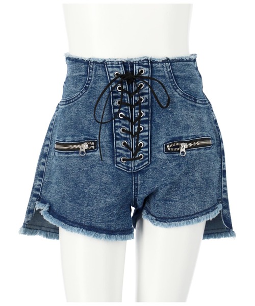 ANAP GiRL(アナップガール)の「スピンドルデザインショートパンツ(デニムパンツ・キッズ・ブルー/ブラック・XS/M/S)」の4枚目の写真