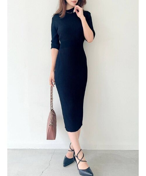 RESEXXY（リゼクシー）の「リブニットワンピース（ワンピース・レディース・ブラック/ピンク/マスタード/グリーン・SMALL/MEDIUM）」の2枚目の写真