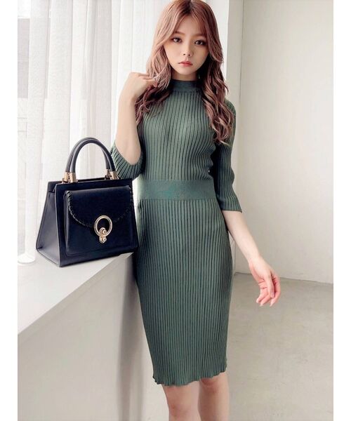 RESEXXY（リゼクシー）の「リブニットワンピース（ワンピース・レディース・ブラック/ピンク/マスタード/グリーン・SMALL/MEDIUM）」の12枚目の写真