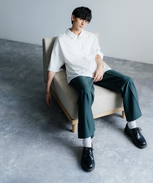 Rocky Monroe(ロッキーモンロー)の「オーバーサイズ 別注 襟付きハーフジップポケットTシャツ(Tシャツ/カットソー・メンズ・ホワイト/ブラック/ブルー/グリーン/チャコール・M/L)」の18枚目の写真