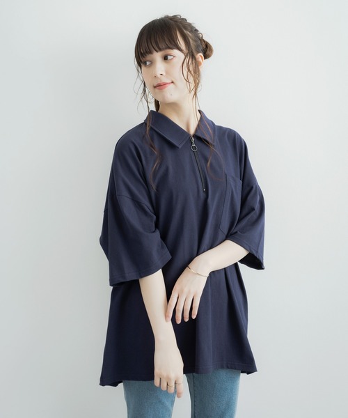 Rocky Monroe(ロッキーモンロー)の「オーバーサイズ 別注 襟付きハーフジップポケットTシャツ(Tシャツ/カットソー・メンズ・ホワイト/ブラック/ブルー/グリーン/チャコール・M/L)」の21枚目の写真