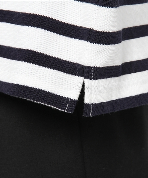 Sheta（シータ）の「ボーダードロップショルダートップ（Tシャツ/カットソー・レディース・ネイビー/ブラウン・FREE）」の8枚目の写真