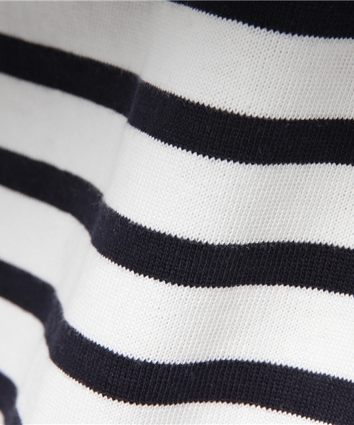 Sheta（シータ）の「ボーダードロップショルダートップ（Tシャツ/カットソー・レディース・ネイビー/ブラウン・FREE）」の9枚目の写真