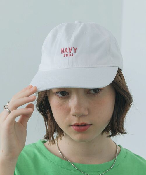 casita(RETRO GIRL)（カシータ）の「NAVYロゴ刺繍キャップ（キャップ・レディース・ブラック/ベージュ/オフホワイト/グリーン・ONE SIZE）」の7枚目の写真