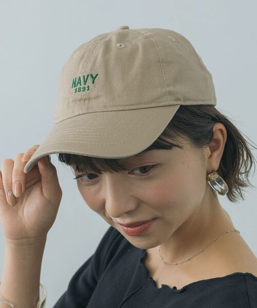 casita(RETRO GIRL)（カシータ）の「NAVYロゴ刺繍キャップ（キャップ・レディース・ブラック/ベージュ/オフホワイト/グリーン・ONE SIZE）」の13枚目の写真
