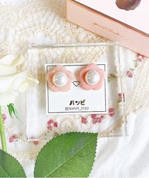 【バンピ】フラワーパールBIGピアス