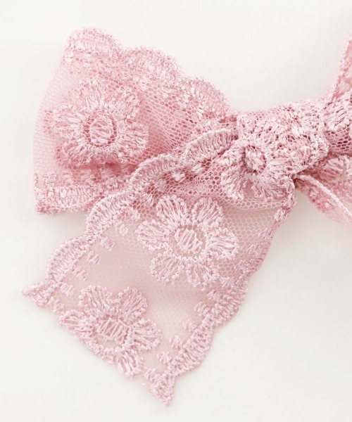 Catherine Cottage（キャサリンコテージ）の「レースリボンヘアクリップ 2個セット（バレッタ/ヘアクリップ・キッズ・ベージュ/ピンク/ミント/ライラック/ホワイト・FREE）」の6枚目の写真
