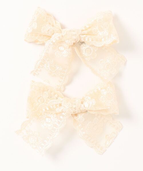 Catherine Cottage（キャサリンコテージ）の「レースリボンヘアクリップ 2個セット（バレッタ/ヘアクリップ・キッズ・ベージュ/ピンク/ミント/ライラック/ホワイト・FREE）」の8枚目の写真