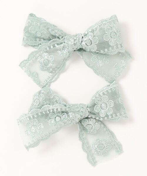 Catherine Cottage（キャサリンコテージ）の「レースリボンヘアクリップ 2個セット（バレッタ/ヘアクリップ・キッズ・ベージュ/ピンク/ミント/ライラック/ホワイト・FREE）」の9枚目の写真