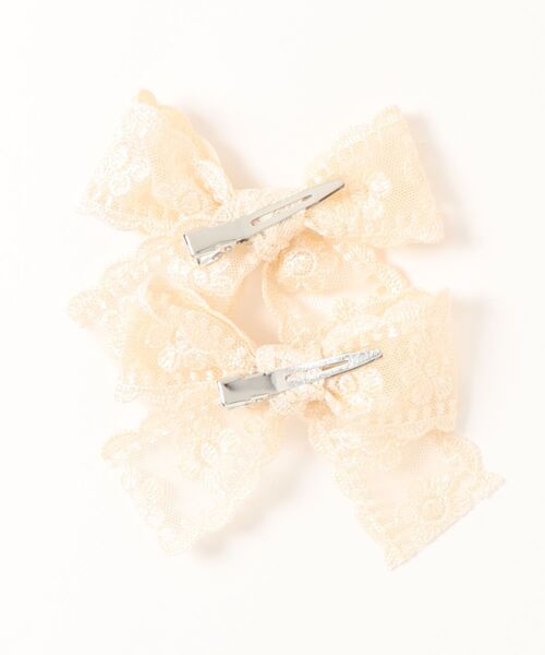 Catherine Cottage（キャサリンコテージ）の「レースリボンヘアクリップ 2個セット（バレッタ/ヘアクリップ・キッズ・ベージュ/ピンク/ミント/ライラック/ホワイト・FREE）」の11枚目の写真