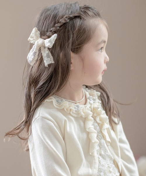 Catherine Cottage（キャサリンコテージ）の「レースリボンヘアクリップ 2個セット（バレッタ/ヘアクリップ・キッズ・ベージュ/ピンク/ミント/ライラック/ホワイト・FREE）」の21枚目の写真