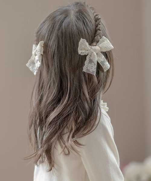 Catherine Cottage（キャサリンコテージ）の「レースリボンヘアクリップ 2個セット（バレッタ/ヘアクリップ・キッズ・ベージュ/ピンク/ミント/ライラック/ホワイト・FREE）」の22枚目の写真