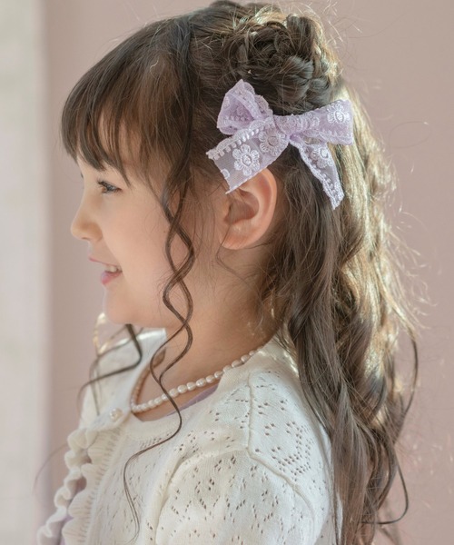 Catherine Cottage（キャサリンコテージ）の「レースリボンヘアクリップ 2個セット（バレッタ/ヘアクリップ・キッズ・ベージュ/ピンク/ミント/ライラック/ホワイト・FREE）」の12枚目の写真