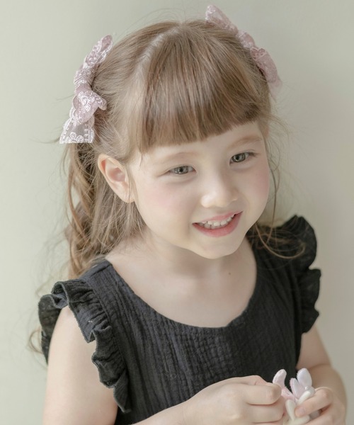 Catherine Cottage（キャサリンコテージ）の「レースリボンヘアクリップ 2個セット（バレッタ/ヘアクリップ・キッズ・ベージュ/ピンク/ミント/ライラック/ホワイト・FREE）」の14枚目の写真