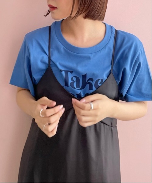 Heather（ヘザー）の「カラーロゴコンパクトT　356604（Tシャツ/カットソー・レディース・オフホワイト/オレンジ/ブルー/ピンク・FREE）」の3枚目の写真