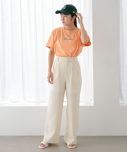 Heather（ヘザー）の「カラーロゴコンパクトT　356604（Tシャツ/カットソー・レディース・オフホワイト/オレンジ/ブルー/ピンク・FREE）」の18枚目の写真