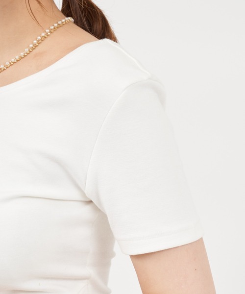 ROYAL PARTY(ロイヤルパーティー)の「2WAYねじりカットトップス(Tシャツ/カットソー・レディース・オフホワイト/ピンク/ブラック・FREE)」の7枚目の写真