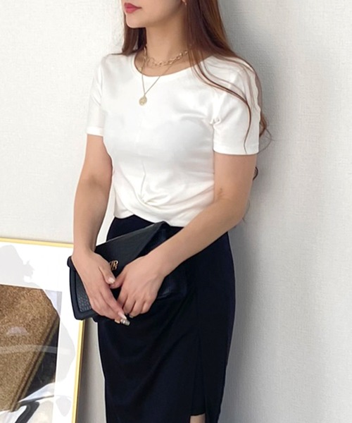 ROYAL PARTY(ロイヤルパーティー)の「2WAYねじりカットトップス(Tシャツ/カットソー・レディース・オフホワイト/ピンク/ブラック・FREE)」の17枚目の写真