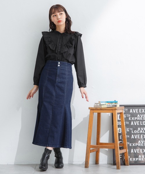 Honeys（ハニーズ）の「マーメイドスカート（デニムスカート・レディース・ブラック/インディゴブルー/グレー・S/M/L）」の9枚目の写真