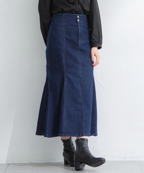 Honeys（ハニーズ）の「マーメイドスカート（デニムスカート・レディース・ブラック/インディゴブルー/グレー・S/M/L）」の12枚目の写真