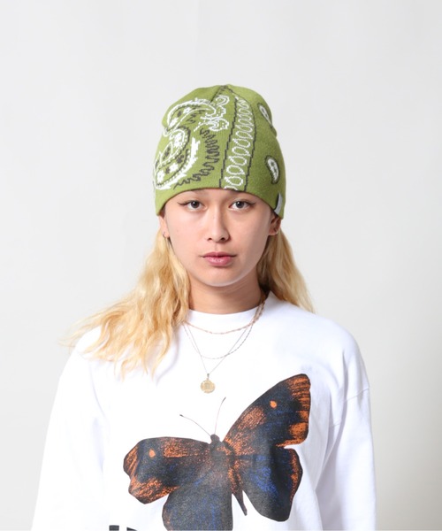 UNION(UNION TOKYO)(ユニオン)の「Lisa Le Strange STRANGE PAISLEY Beanie ビーニー ニット帽(ニットキャップ/ビーニー・メンズ・オリーブ・FREE)」の2枚目の写真
