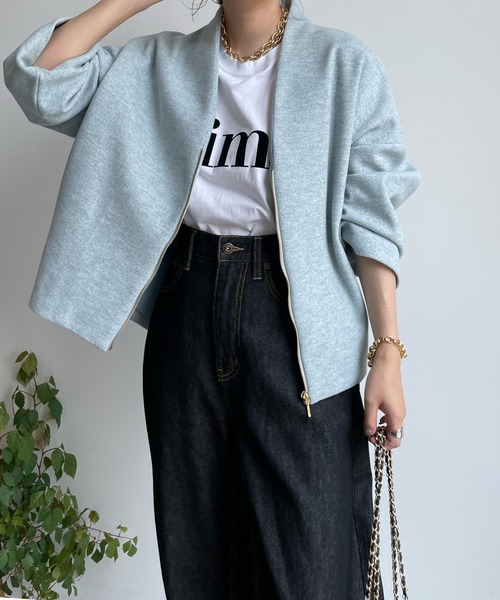 DouDou(ドゥドゥ)の「【WEB限定】WOOLY Vネックハーフコート(その他アウター・レディース・サックスブルー/ブラック/アイボリー・FREE)」の16枚目の写真