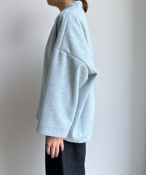 DouDou(ドゥドゥ)の「【WEB限定】WOOLY Vネックハーフコート(その他アウター・レディース・サックスブルー/ブラック/アイボリー・FREE)」の8枚目の写真