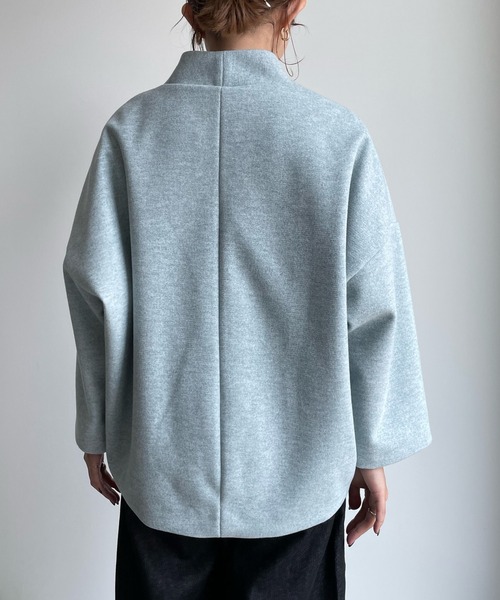 DouDou(ドゥドゥ)の「【WEB限定】WOOLY Vネックハーフコート(その他アウター・レディース・サックスブルー/ブラック/アイボリー・FREE)」の12枚目の写真