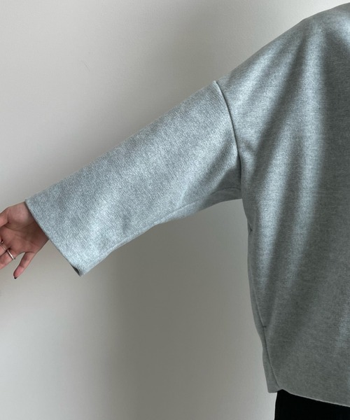 DouDou(ドゥドゥ)の「【WEB限定】WOOLY Vネックハーフコート(その他アウター・レディース・サックスブルー/ブラック/アイボリー・FREE)」の4枚目の写真