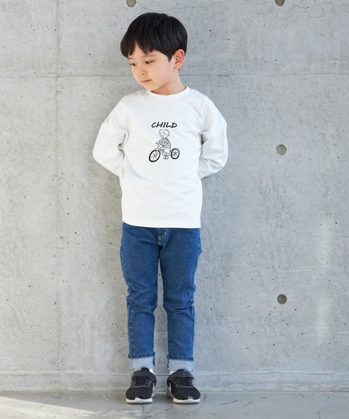 MAKE YOUR DAY(メイクユアデイ)の「チャリンコファミリー長袖Tシャツ■80~140cm(Tシャツ/カットソー・キッズ・ブラック/オフホワイト・80/90/100/110/120/130/140)」の13枚目の写真