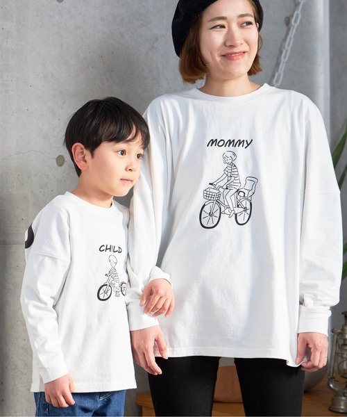 MAKE YOUR DAY(メイクユアデイ)の「チャリンコファミリー長袖Tシャツ■80~140cm(Tシャツ/カットソー・キッズ・ブラック/オフホワイト・80/90/100/110/120/130/140)」の16枚目の写真