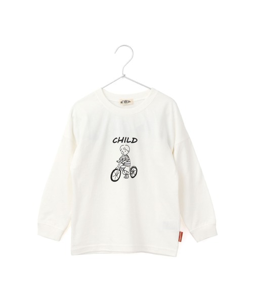 MAKE YOUR DAY(メイクユアデイ)の「チャリンコファミリー長袖Tシャツ■80~140cm(Tシャツ/カットソー・キッズ・ブラック/オフホワイト・80/90/100/110/120/130/140)」の3枚目の写真