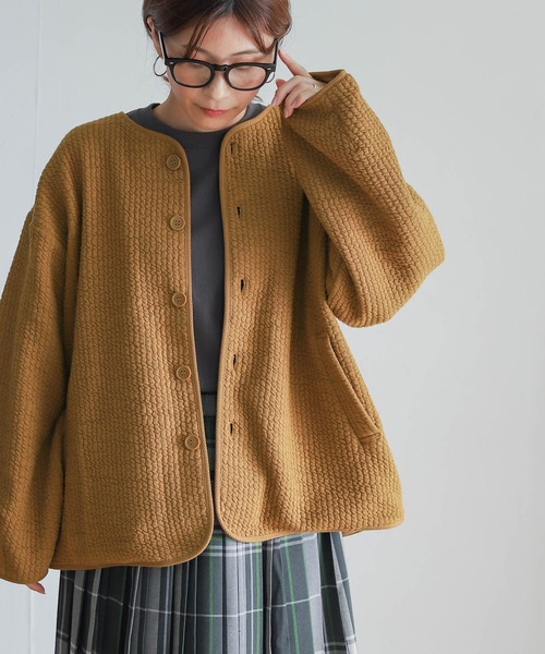 URBAN RESEARCH DOORS（アーバンリサーチドアーズ）の「キルトノーカラージャケット（ノーカラージャケット・レディース・キャメル/アイボリー/ブラック・MEDIUM）」の21枚目の写真