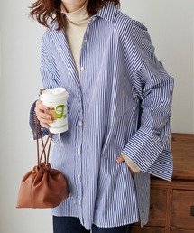 DISCOAT | ストライプ袖ワイドビッグシャツ(シャツ/ブラウス)