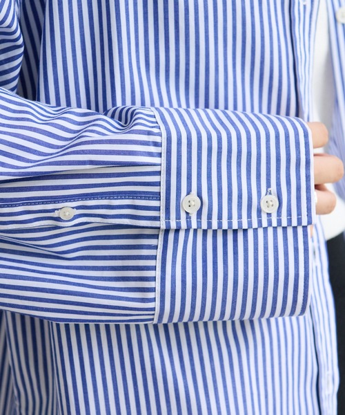 DISCOAT（ディスコート）の「ストライプ袖ワイドビッグシャツ（シャツ/ブラウス・レディース・ネイビー/オレンジ・FREE）」の15枚目の写真