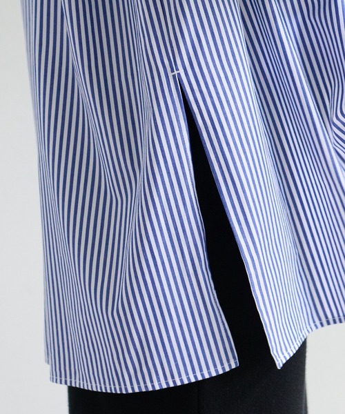 DISCOAT（ディスコート）の「ストライプ袖ワイドビッグシャツ（シャツ/ブラウス・レディース・ネイビー/オレンジ・FREE）」の17枚目の写真