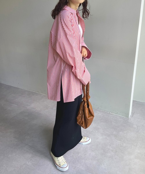 DISCOAT（ディスコート）の「ストライプ袖ワイドビッグシャツ（シャツ/ブラウス・レディース・ネイビー/オレンジ・FREE）」の21枚目の写真