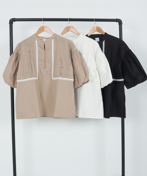 Isn't She?（イズントシー）の「ピンタックボリュームスリーブブラウス（シャツ/ブラウス・レディース・ブラック/オフホワイト/ベージュ・FREE）」の8枚目の写真