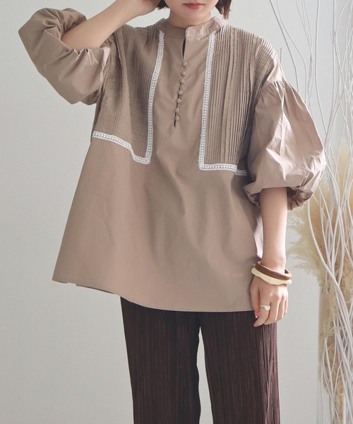 Isn't She?（イズントシー）の「ピンタックボリュームスリーブブラウス（シャツ/ブラウス・レディース・ブラック/オフホワイト/ベージュ・FREE）」の12枚目の写真