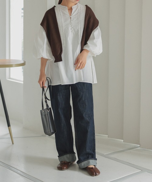 Isn't She?（イズントシー）の「ピンタックボリュームスリーブブラウス（シャツ/ブラウス・レディース・ブラック/オフホワイト/ベージュ・FREE）」の14枚目の写真