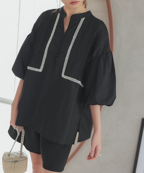 Isn't She?（イズントシー）の「ピンタックボリュームスリーブブラウス（シャツ/ブラウス・レディース・ブラック/オフホワイト/ベージュ・FREE）」の19枚目の写真