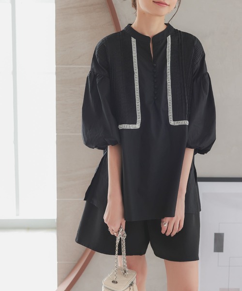 Isn't She?（イズントシー）の「ピンタックボリュームスリーブブラウス（シャツ/ブラウス・レディース・ブラック/オフホワイト/ベージュ・FREE）」の17枚目の写真