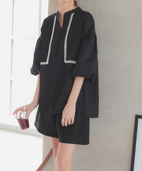 Isn't She?（イズントシー）の「ピンタックボリュームスリーブブラウス（シャツ/ブラウス・レディース・ブラック/オフホワイト/ベージュ・FREE）」の18枚目の写真