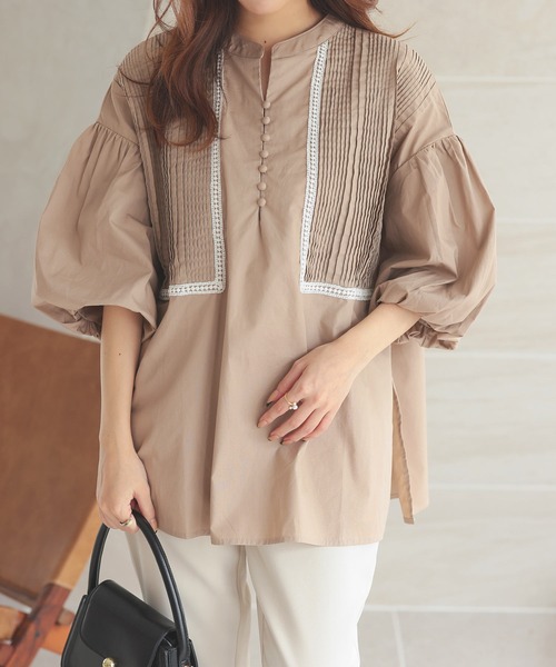 Isn't She?（イズントシー）の「ピンタックボリュームスリーブブラウス（シャツ/ブラウス・レディース・ブラック/オフホワイト/ベージュ・FREE）」の21枚目の写真